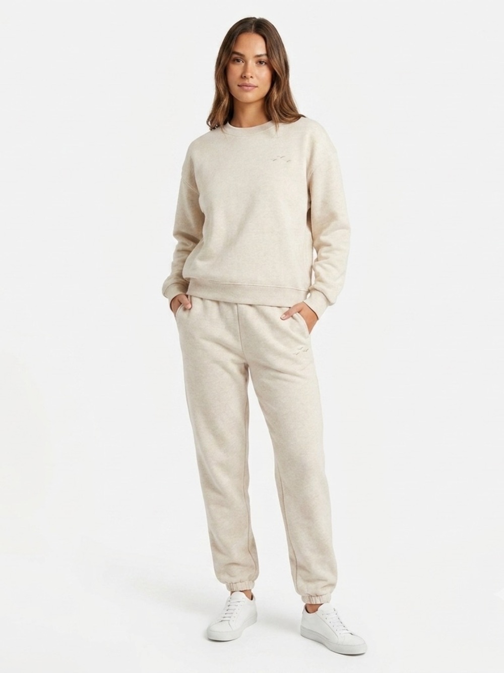 Lazy Pants 2 Piece Lounge Set Cream Fleece Sweatshirt & Joggers XS